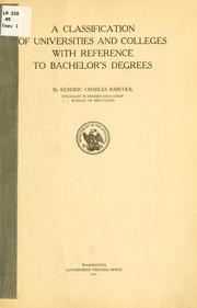 Cover of: classification of universities and colleges with reference to bachelor's degrees