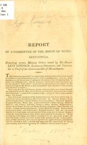 Cover of: Report of a committee of the House of representatives by Massachusetts. General court, 1809. House of representatives