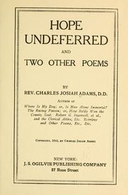 Cover of: Hope undeferred, and two other poems