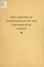 Cover of: Declaration of independence of the Czechoslovak nation