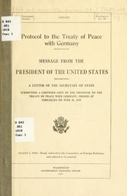 Cover of: Protocol to the Treaty of peace with Germany.