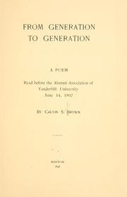 Cover of: From generation to generation by Calvin Smith Brown