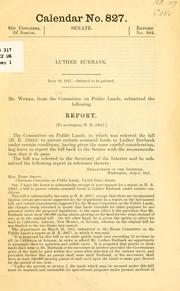 Cover of: Luther Burbank ...: Report.