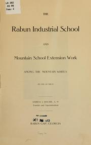Cover of: The Rabun industrial school and mountain school extension work among the mountain whites (by one of them) by Andrew Jackson Ritchie