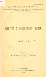 Cover of: Education in southwestern Virginia. by Amory Dwight Mayo