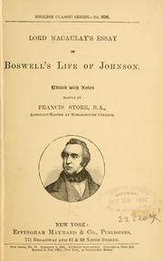 Cover of: Lord Macaulay's essay on Boswell's life of Johnson. by Thomas Babington Macaulay