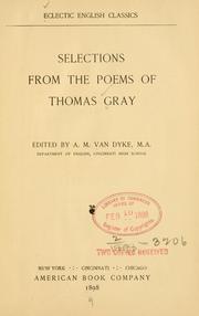 Cover of: Selections from the poems of Thomas Gray