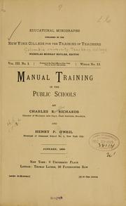 Cover of: Manual training in the public schools