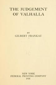 Cover of: The judgement of Valhalla by Gilbert Frankau