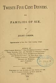 Cover of: Twenty-five cent dinners, for families of six by Juliet Corson