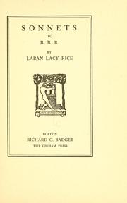 Cover of: Sonnets to B. B. R. by Laban Lacy Rice