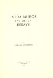 Cover of: Extra muros, and other essays