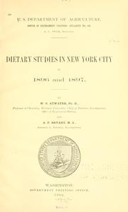 Dietary studies in New York city in 1896 and 1897 by W. O. Atwater