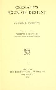 Germany's hour of destiny by Herman Frobenius