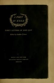 Cover of: poet in exile: early letters of John Hay