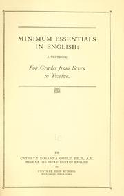 Cover of: Minimum essentials in English: a textbook for grades from seven to twelve.