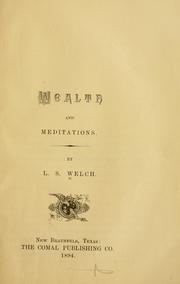 Cover of: Wealth and Meditations. by L. S. Welch