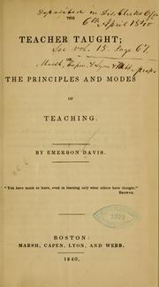 Cover of: The teacher taught by Emerson Davis