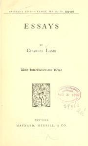 Cover of: Essays by Charles Lamb