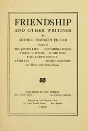 Cover of: Friendship, and other writings