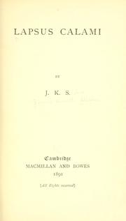 Cover of: Lapsus calami