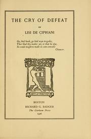 Cover of: The cry of defeat by Lisi Cipriani