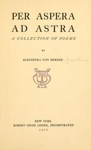 Cover of: Per aspera and astra: a collection of poems
