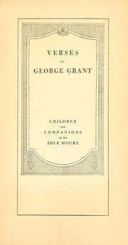 Cover of: Verses by George Grant