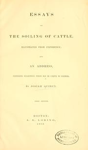 Cover of: Essays on the soiling of cattle by Quincy, Josiah