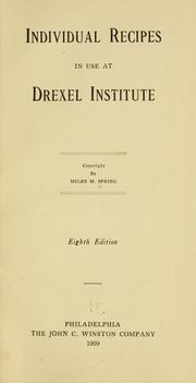 Cover of: Individual recipes in use at Drexel institute ... by Helen M. Spring