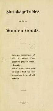 Cover of: Shrinkage tables for woolen goods. by [Lord Charles Sumner]