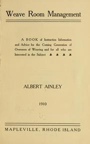 Cover of: Weave room management by Albert Ainley