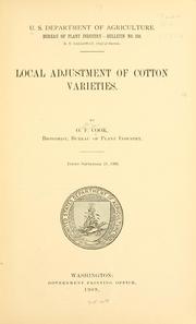 Cover of: Local adjustment of cotton varieties.