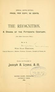 Cover of: recognition: A drama of the Fifteenth Century.