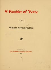 Cover of: booklet of verse