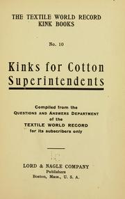 Cover of: Kinks for cotton superintendents by 