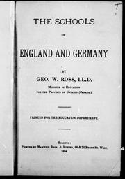 Cover of: The schools of England and Germany