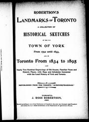 Cover of: Robertson's landmarks of Toronto by 