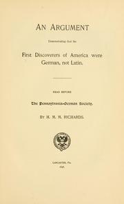 Cover of: An argument demonstrating that the first discoverers of America were German, not Latin