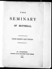 Cover of: The Seminary of Montreal: their rights and titles.