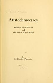 Cover of: Aristodemocracy by Walston, Charles Sir