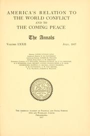 Cover of: America's relation to the world conflict and to the coming peace ...