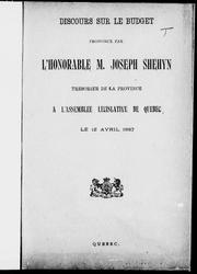 Cover of: Discours sur le budget prononcé par l'Honorable M. Joseph Shehyn by Joseph Shehyn