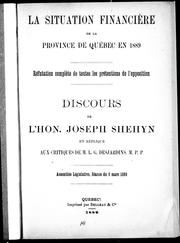 Cover of: La situation financière de la province de Québec en 1889 by Joseph Shehyn