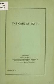 Cover of: case of Egypt