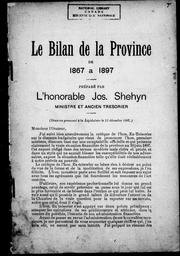 Cover of: Le bilan de la province de 1867 à 1897
