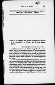 Cover of: Notice sur les gisements des lentilles trilobitifères taconiques de la Pointe-Lévis au Canada