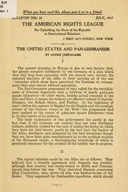 Cover of: The United States and Pan-germanism