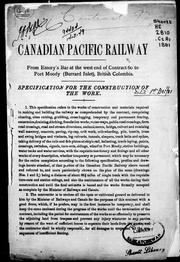 Cover of: From Emory's Bar at the west end of contract 60 to Port Moody (Burrard Inlet), British Columbia: specification for the construction of the work.