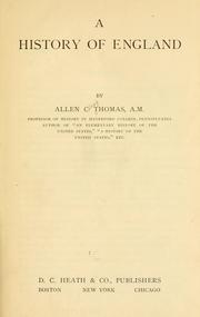 Cover of: A history of England by Allen Clapp Thomas